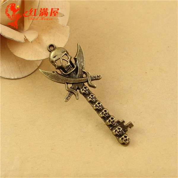 60*23MM Antique Bronze Vintage key pendant, Retro skull skeleton key charms for sale, DIY jewelry accessories decorative keys