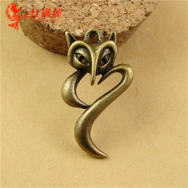 34*19MM Zinc alloy plating ancient bronze animal small fox charms ethnic retro jewelry accessories metal pendant free shipping