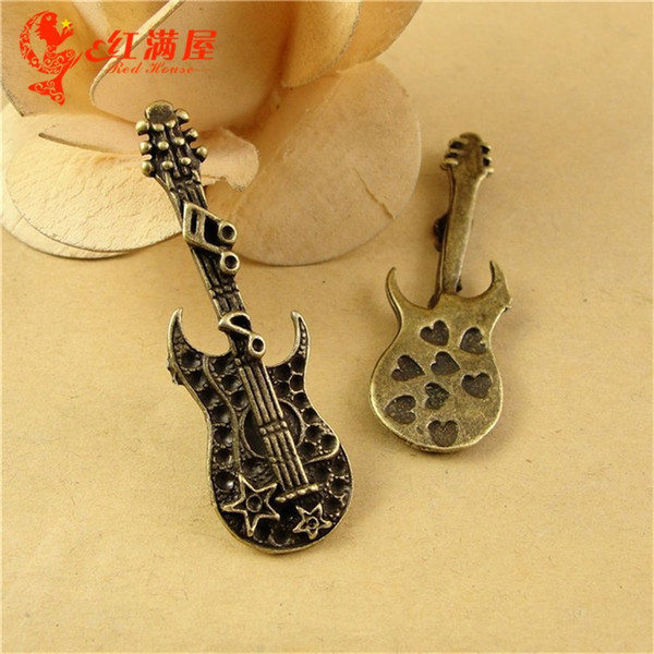 20*55MM Antique Bronze Retro big guitar charm pendant beads Korean jewelry New, vintage musical instrument charms, music charms