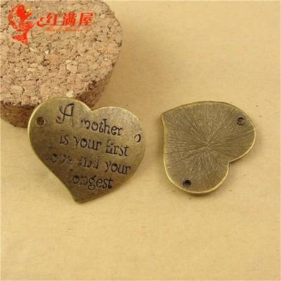 30*25MM Vintage Retro jewelry wholesale fashion jewelry love card, A mother is your first love and your longest, heart mom charm