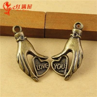 16*31MM Vintage Retro ethnic jewelry jewelry Korea caring hands, love you hand hand made bijoux metal charms, tibetan charms lot