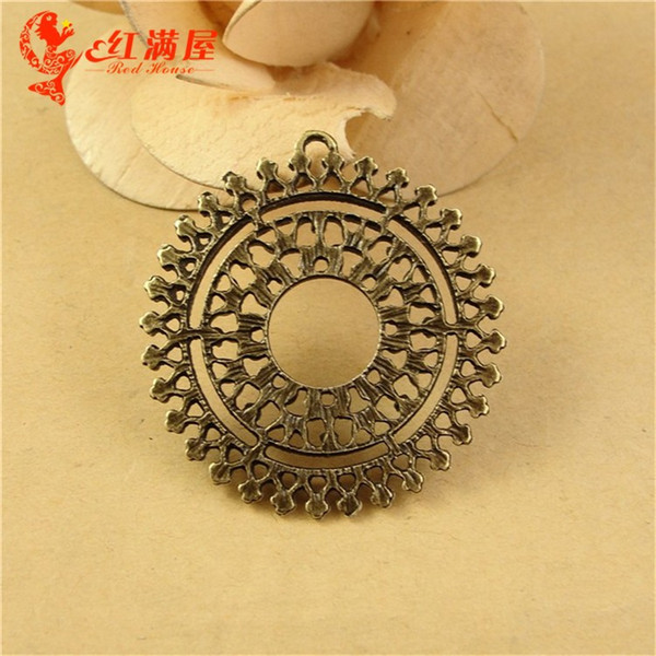 40MM Antique Bronze Retro pattern big round filigree pendant charm jewelry making accessories, DIY metal pendants for friends