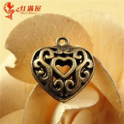 19*20*8MM Hollow retro filigree heart pendants for lovers accessories materials wholesale, vintage jewelry charm, women jewelry