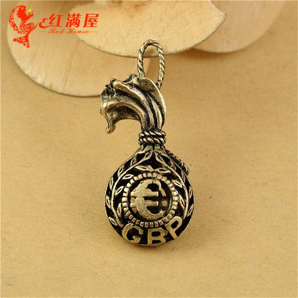 15*35MM Antique Bronze 3D filigree Hollow retro purse charm pendant beads, Europe fashion jewelry Euro kawaii money bag charm