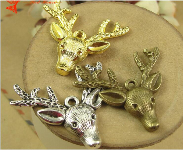 36*37MM Antique Bronze Retro deer head pendant jewelry accessories DIY material, sika deer charm beads, vintage animal charms