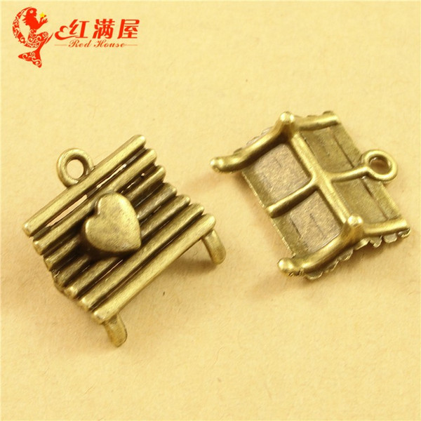 29*21MM Antique Bronze DIY mobile phone pendant wooden South Korea pop pendants wholesale manufacturers, heart sofa charms beads