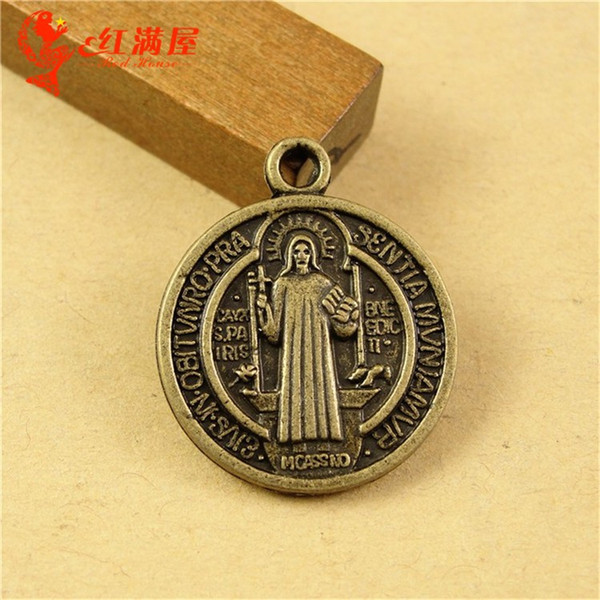 20MM Antique Bronze Retro licensing round coin beads, mobile phone pendant jewelry wholesale Christian religious charm pendant