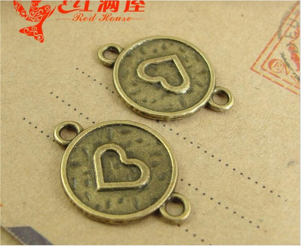 19*22MM Antique bronze plated Zinc alloy metal pendant love connection pieces retro accessories DIY connector charm for bracelet