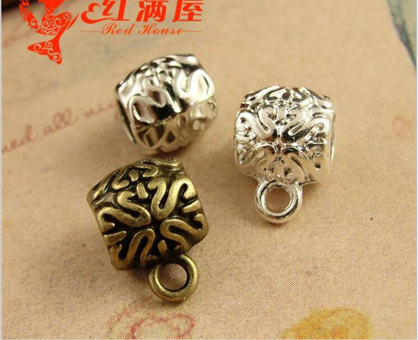 9*9MM Antique Bronze Vintage jewelry accessories wholesale hanging DIY big hole beads charms pendant hanger, pendant bail connectors