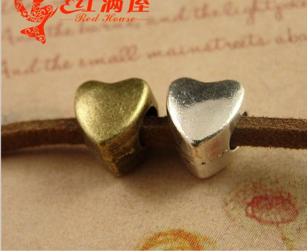 9*8*7MM Antique bronze DIY jewelry accessories Bracelet beads, tibetan silver zinc alloy heart charms, vintage jewelry findings