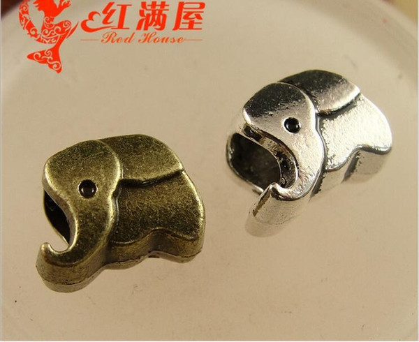 11*9*7MM Antique bronze Retro elephant charms handmade, DIY jewelry wholesale metal loose beads perforation, tibetan silver european bead