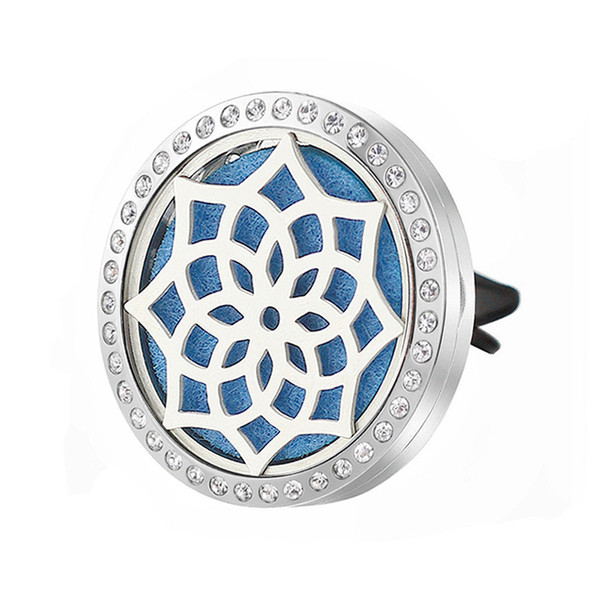 Hot Sale 30mm Crystals Perfume Locket Car Clip Trendy Magnetic 316L Stainless Steel Car Aromatherapy Locket Jewelry
