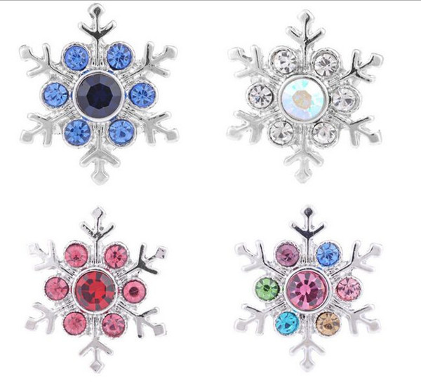 Snow Flower Noosa Button 18mm Snap Fashion Crystal Metal Ginger Clasps DIY Noosa Button Jewelry For Women Girl