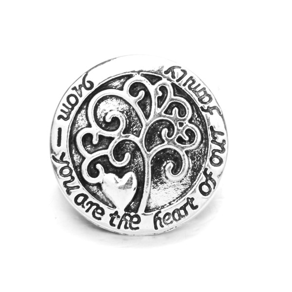 Tree Of Life Sister Letter Snap Ginger Button 18MM Noosa Snap button heart Interchangeable Diy Jewerly Chunk Button