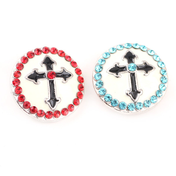 Fashion Cross 18mm Snap Buttons Rhinestone Metal Ginger Clasps Noosa Jewelry For Women