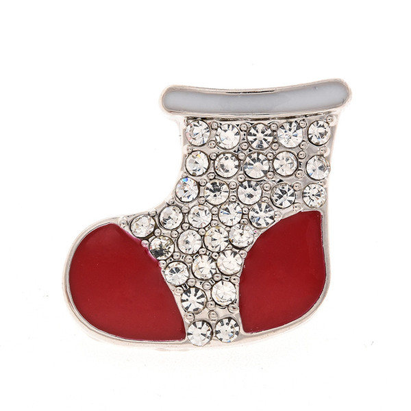 50 pcs/lot rhinestone Christmas stocking noosa snap button charms fit for 18-22mm snaps jewelry 2 colors