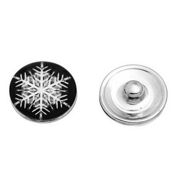 18 mm Black christmas snow noosa style snap button charms pack of 50 pcs per lot