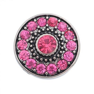 50 pcs Chunk Noosa Charm Button antique siver with 5 color rhineston - 20 mm (3/4