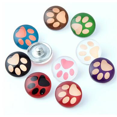 100 pcs colorful dag paw 18 mm noosa chunk snap button, good for children's snap jewelry