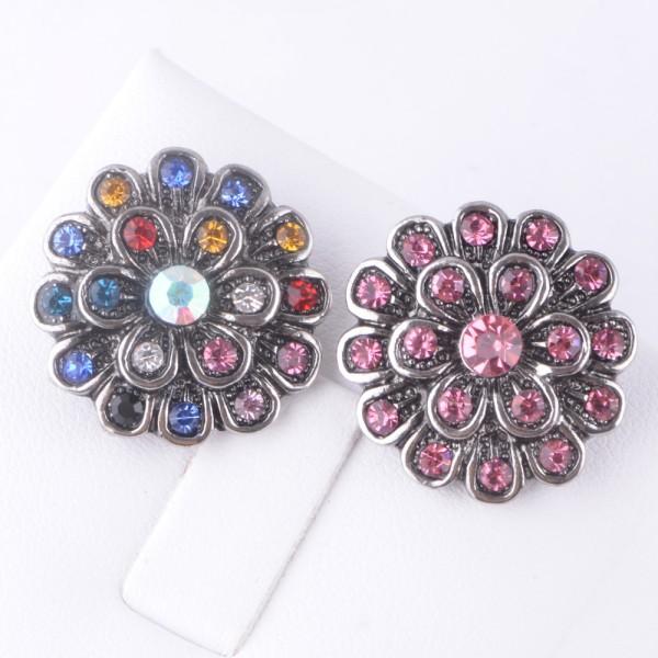 30 PCS NEW DESIGN rhinestone flower shaped ginger snaps button good for snap jewelry 2 style for option