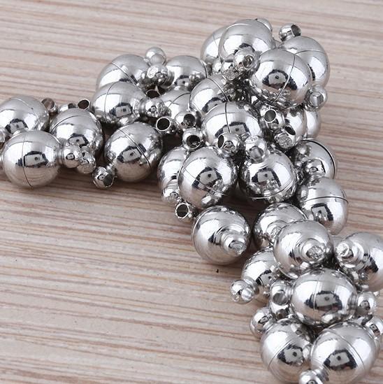 Free Shipping 8mm Round Shape Strong Magnetic Clasp Jewelry Findings Bead Fit Necklace