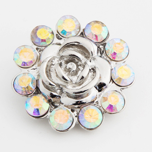 NOOSA 18mm Snap Button Crystal Rose Flower Pattern Snap Button DIY Snap Necklace Bracelet Jewelry