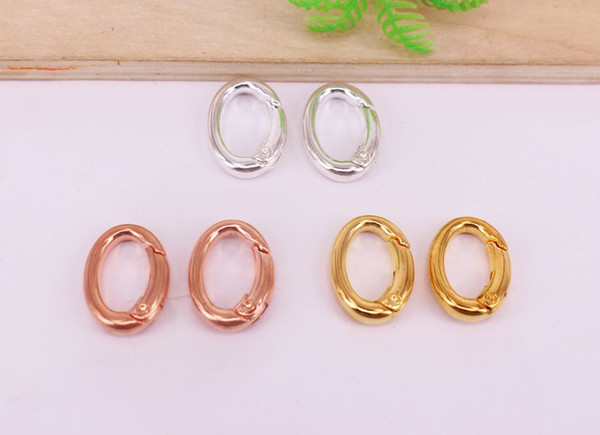 Free shipping HOT 50pcs/lot 15x21MM Mixed Plated Alloy metal Round Spring buckle / Curved Clasp beads Jewelry findings