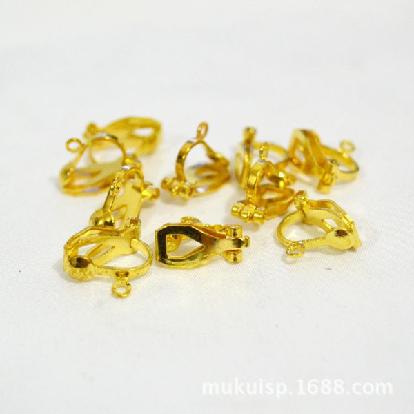 accessories for diy earring factory direct rock bottom valuable 100pcs/lot gold color brass material ear clip on earrings clip drop shipping