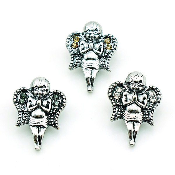 Fashion 18mm Snap Buttons High Quantity 3 Color Angel Metal Ginger Clasps DIY Noosa Jewelry Accessories