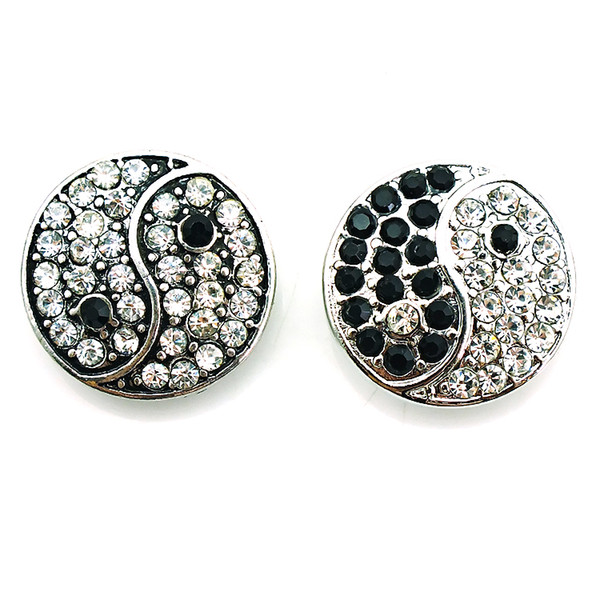 Free Shipping Fashion 18mm Snap Buttons 2 Color Rhinestone Metal Bottom Clasps DIY Ginger Chunk Jewelry Accessories