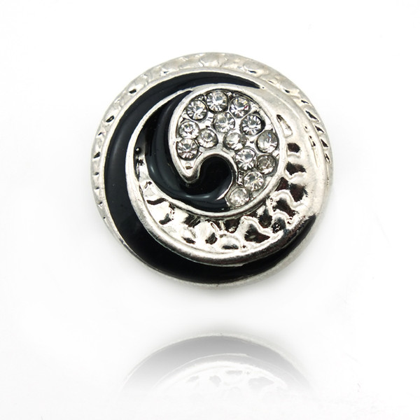 Brand New Fashion 18mm Snap Buttons Metal Black Edge Rhinestone DIY Ginger Snaps Noosa Clasps Jewelry Accessories