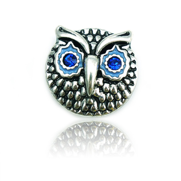 Fashion 18mm Snap Buttons Two Color Retro Owl Metal Clasps Fit DIY Noosa Accessories Jewelry NKA0017