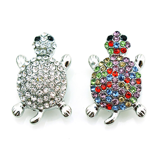 New Arrival Snap Buttons Metal Two Rhinestone Tortoise Fashion DIY Ginger Snaps Noosa Clasps Accessories Jewelry