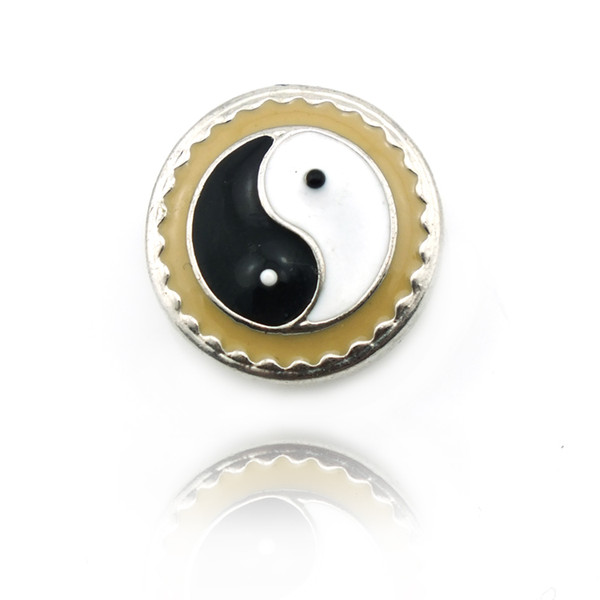 Fashion 18mm Snap Buttons Metal Brown Edge Tai Chi DIY Ginger Snaps Noosa Clasps Accessories Jewelry