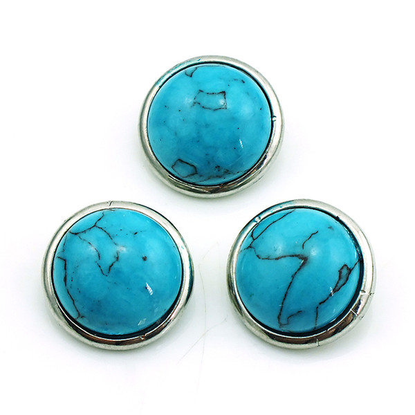 Fashion Noosa 18mm Ginger Snap Buttons Blue Turquoise Round Alloy Clasps Interchangeable DIY Jewelry Accessories NKC0071