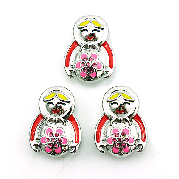 Fashion 18mm Snap Buttons High quality Pink Rhinestone Penguin Metal Clasps DIY Noosa Interchangeable Jewelry Accessories