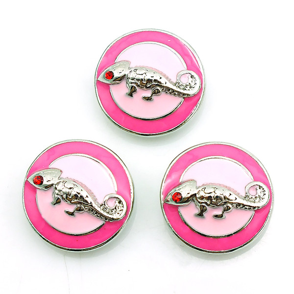 Fashion 18mm Snap Buttons High quality Pink Geckos Metal Clasps DIY Noosa Bracelets Interchangeable Jewelry Accessories