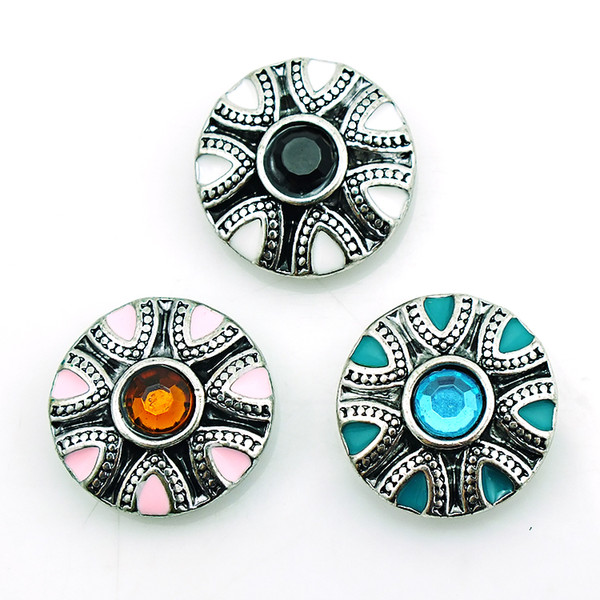 Fashion Snap Buttons 3 Color Enamel Round Metal Clasps DIY 18mm Interchangeable Noosa Ginger Jewelry Accessories