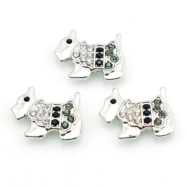 Fashion 18mm Snap Buttons White Rhinestone Dog Metal Ginger Clasps DIY Noosa Interchangeable Jewelry Accessories Gifts