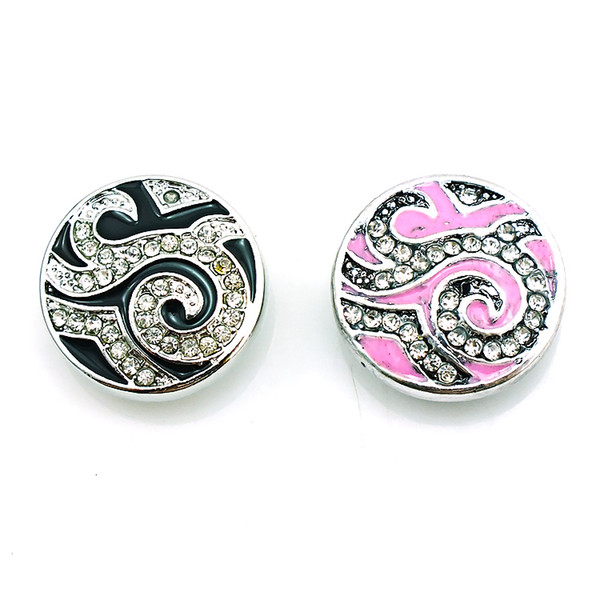 Brand New 18mm Snap Buttons Fashion 2 Color Rhinestone Totem Metal Ginger Clasps DIY Noosa Jewelry Accessories