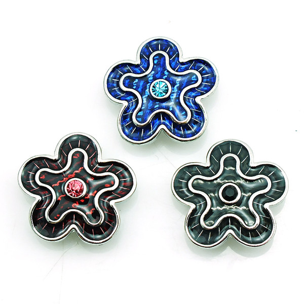 High Quantity 18mm Snap Buttons Fashion 3 Color Enamel Star Metal Ginger Clasps DIY Noosa Jewelry Accessories