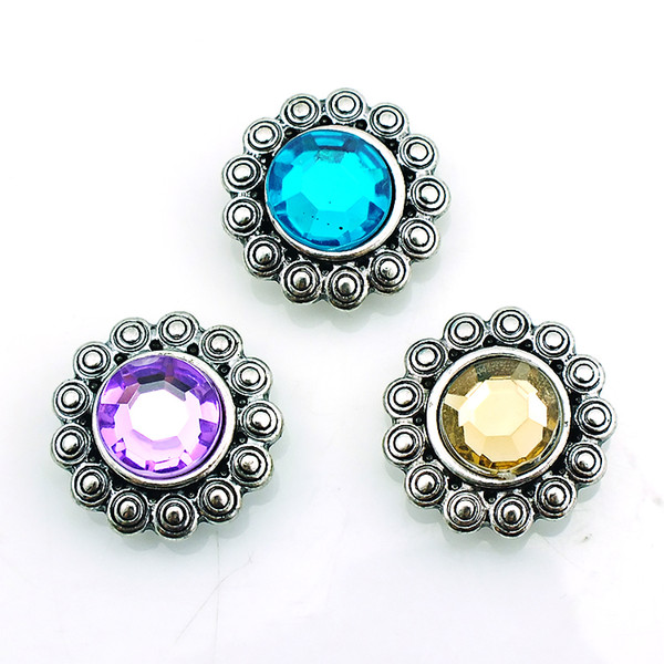 JINGLANG 18mm Snap Buttons Fashion 3 Color Plastics Crystal Metal Ginger Clasps DIY Noosa Jewelry Accessories