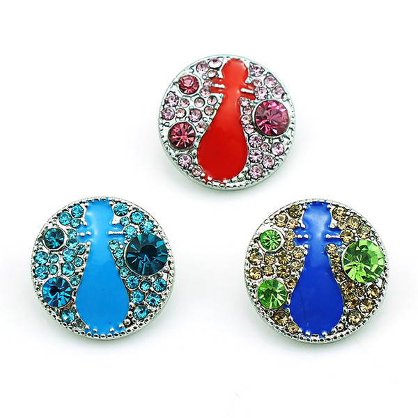 Jinglang 18mm Snap Buttons Fashion Mix Color Rhinestone Metal Ginger Clasps DIY Bracelets Jewelry Accessories NKC0024