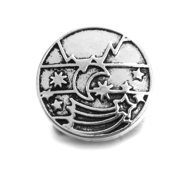 Silver Star Moon Metal snap Button 10pcs/lot18mm Snap button Female Bracelet Necklace Jewelry Accessories TZ1008