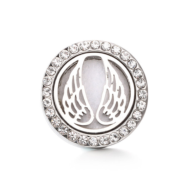 Angel Wings Alloy 18mm Snaps 5pcs/lot Crystal Aromatherapy Box Snap button Suitable for Women Bracelet Necklace Accessories TZJY9