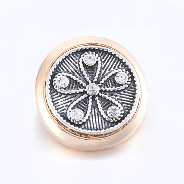 High quality crystal gold metal snap button 10psc/lot18mm snapbutton fit for fashion women's bracelet necklace accessoriesDX715