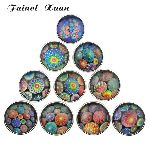 10pcs/lot high quality Bohemia 18mm Glass Snap Button Jewelry Glass Charms Fit DIY Bracelet Snaps Jewelry C014