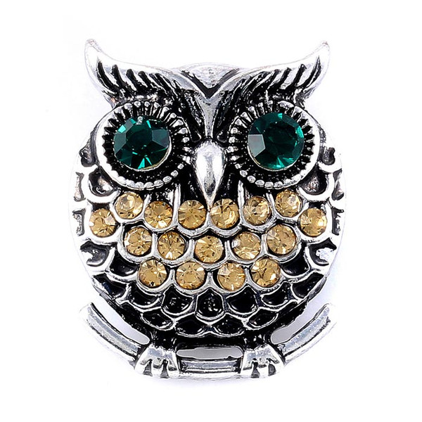 3 Colors Noosa 18mm Vintage Owl Metal Snap Button Jewelry DIY accessories