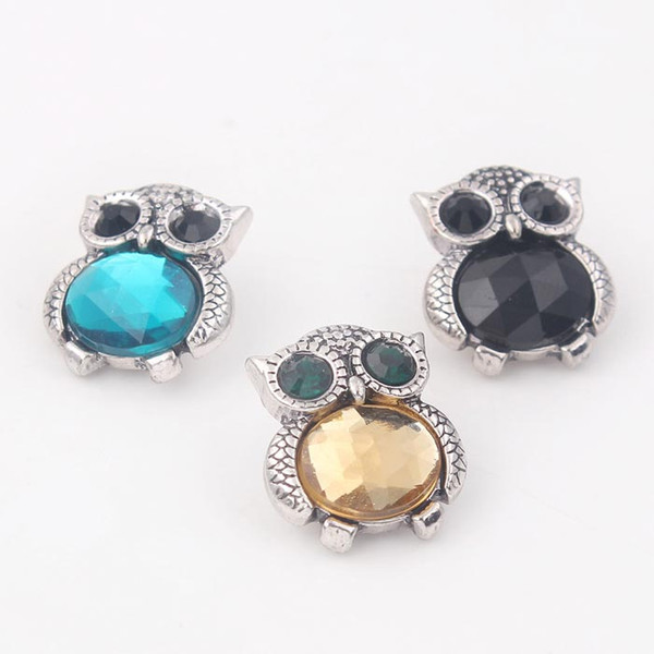 Angel bola 18mm Noosa Snap 3 Colors Cute Owl Crystal Button Interchangeable Popper Jewelry