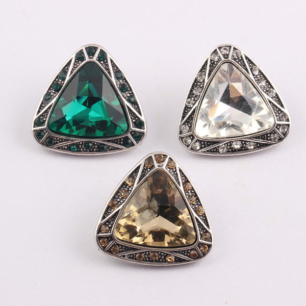 NOOSA Ginger Snaps 3 Colors Vintage Triangle GemsInlaid Crystal 18mm Button Jewelry